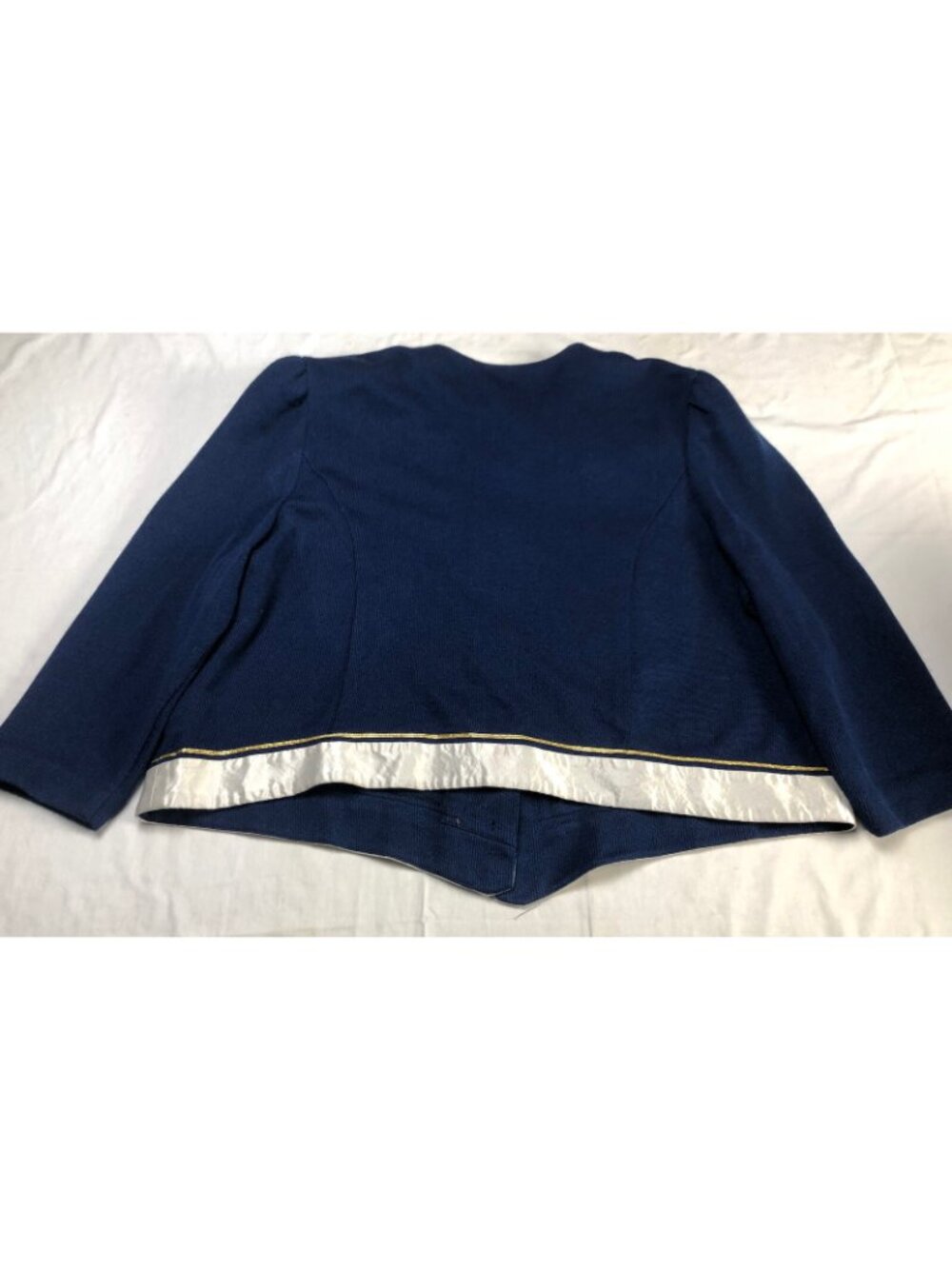 Vintage Leslie Fay Button Front Blouse Woman Shoulder Padded Blue Gold Size 24WP - Picture 8 of 8
